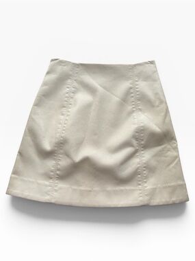 ARITZIA BABATON Classic Cream A-Line Mini Skirt 00 Neutral Preppy Faux Leather
